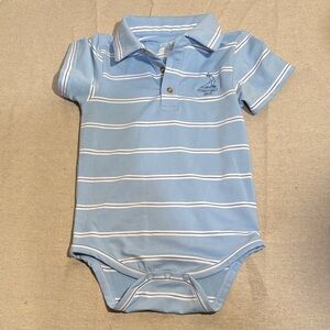 Garb Blue Striped Polo Baby Bodysuit with Pinehurst logo